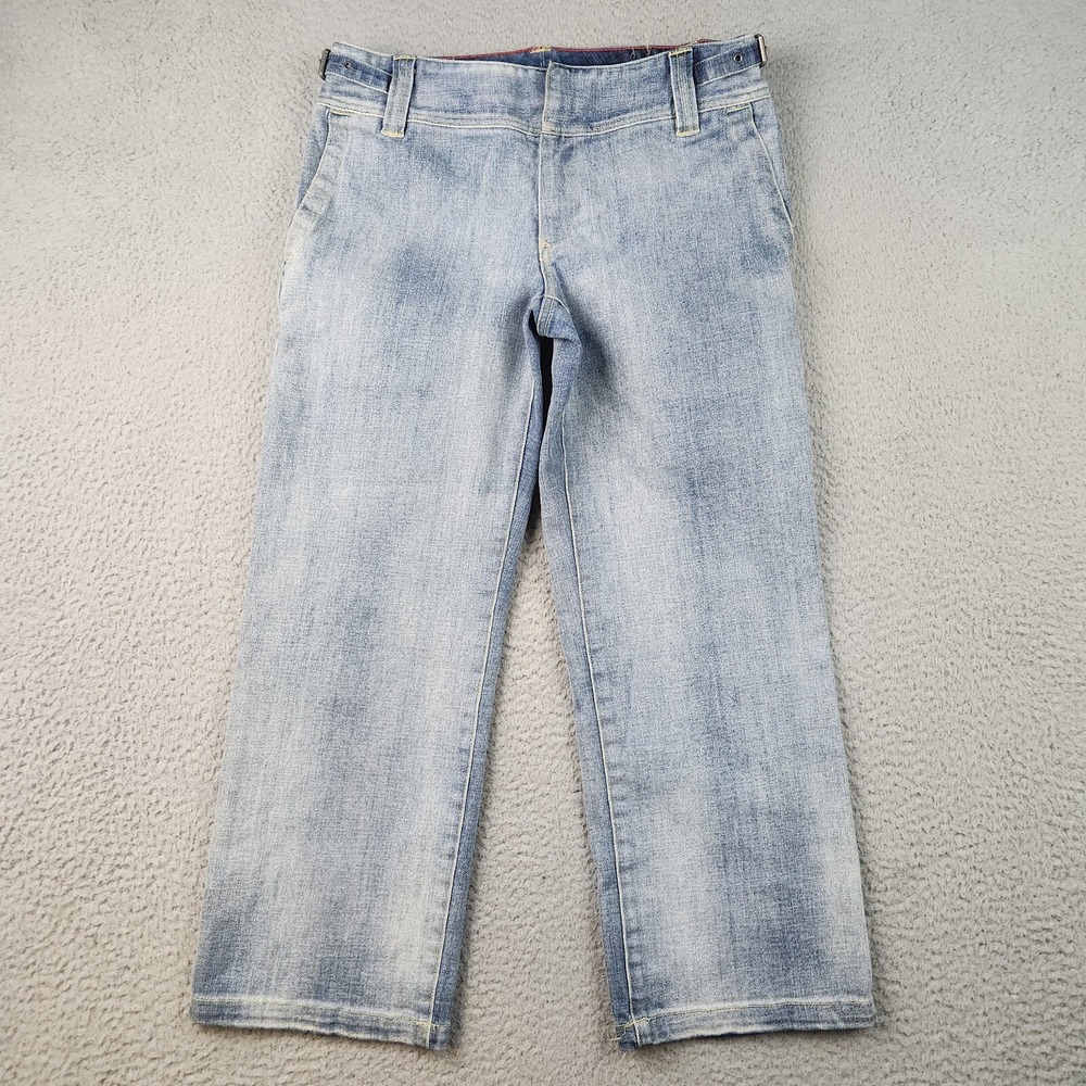 Tommy Hilfiger Womens 6 Y2K Wide Straight Ankle Cropped Jean Blue Denim Bareback